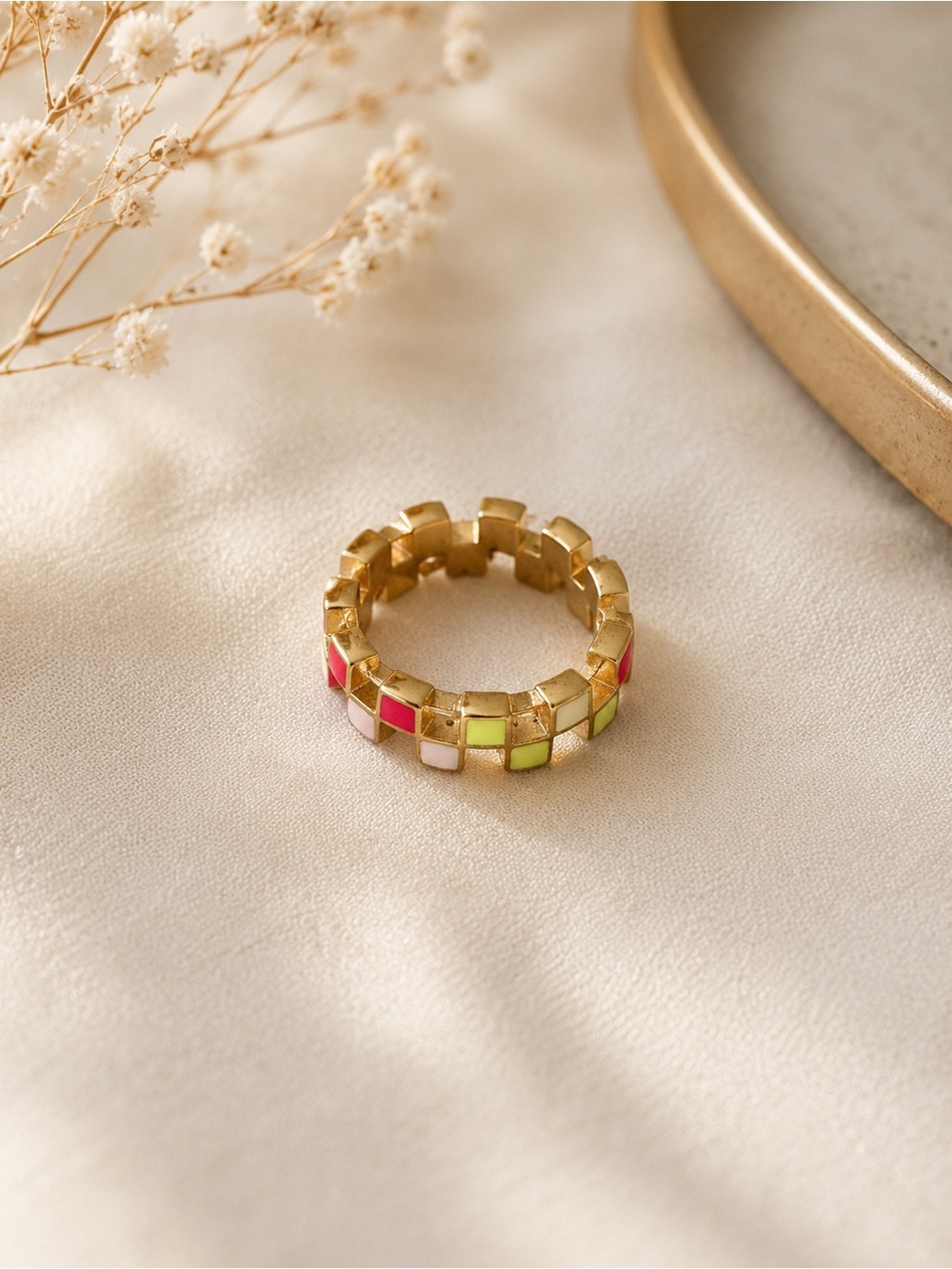 Hey Harper Whoopi Ring Size 8 Gold-Tone Colorful Enamel Stack Ring